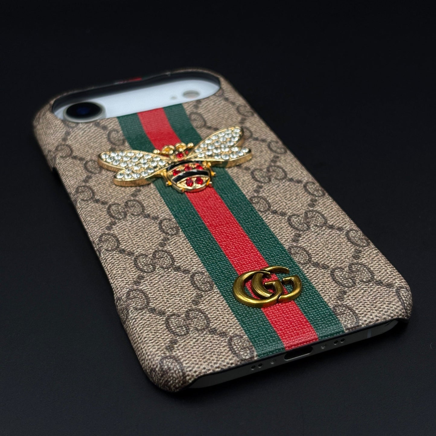 GG Bee Stripe Designer Case for iPhone 17 Air | Luxury Stripe Bee Pattern Cover