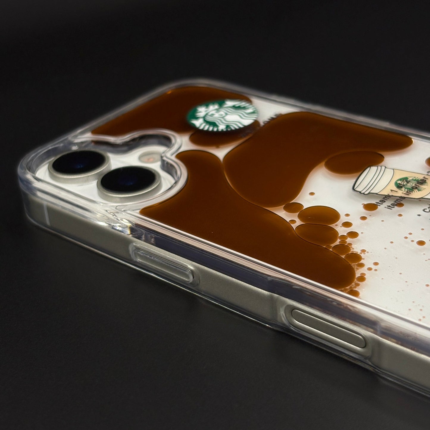 Starbucks Coffee Floating Liquid Cup TPU Case for iPhone 17 | Clear Shockproof Cover