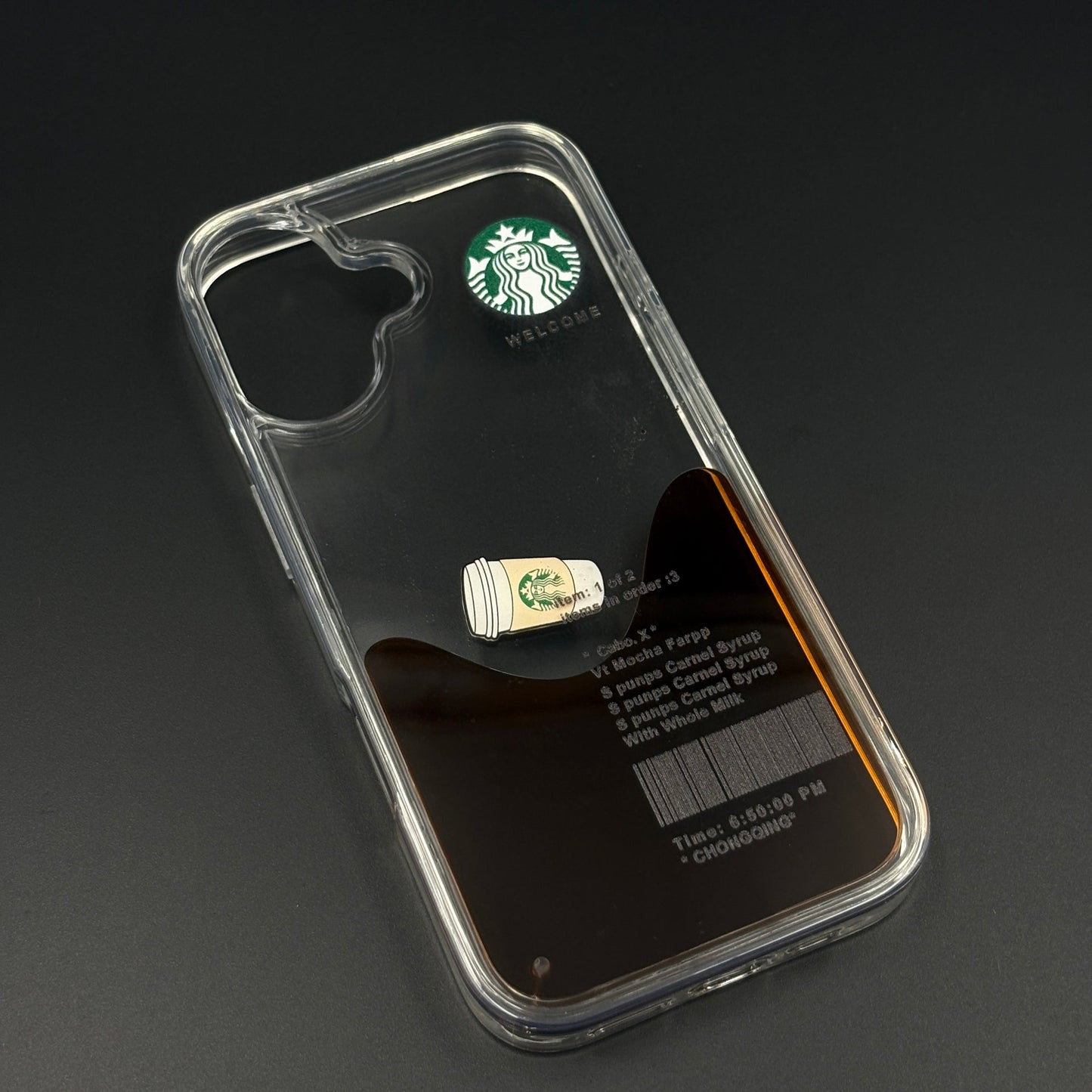 Starbucks Coffee Floating Liquid Cup TPU Case for iPhone 17 | Clear Shockproof Cover