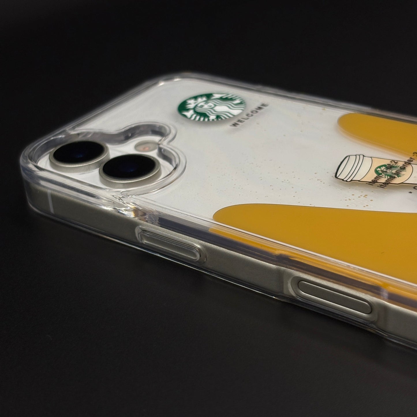 Starbucks Coffee Floating Liquid Cup TPU Case for iPhone 17 | Clear Shockproof Cover