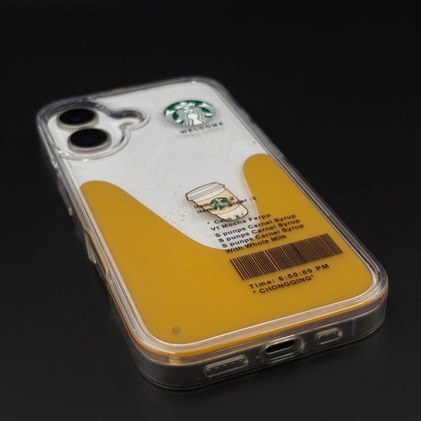 Starbucks Coffee Floating Liquid Cup TPU Case for iPhone 17 | Clear Shockproof Cover