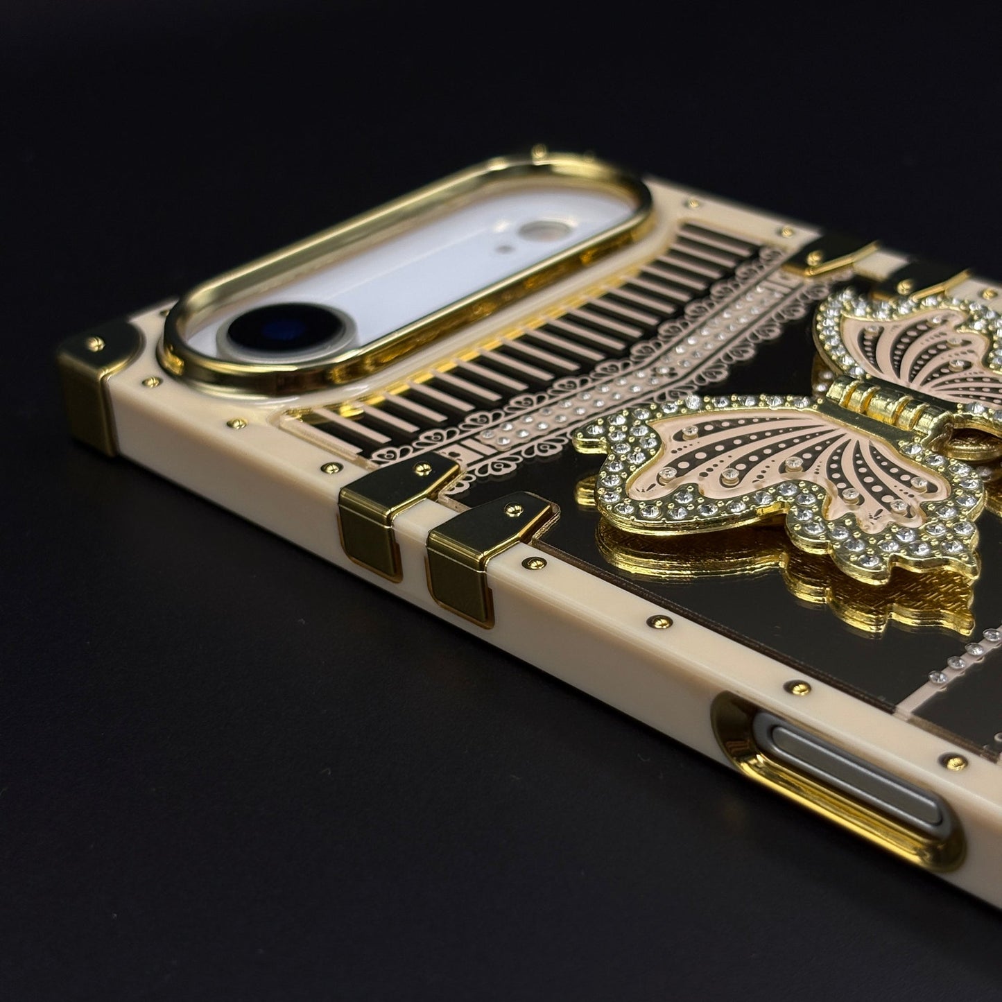 Luxury Butterfly Trunk Phone Case Cover for iPhone 17 Air | Gold Mirror Finish | Diamond Butterfly