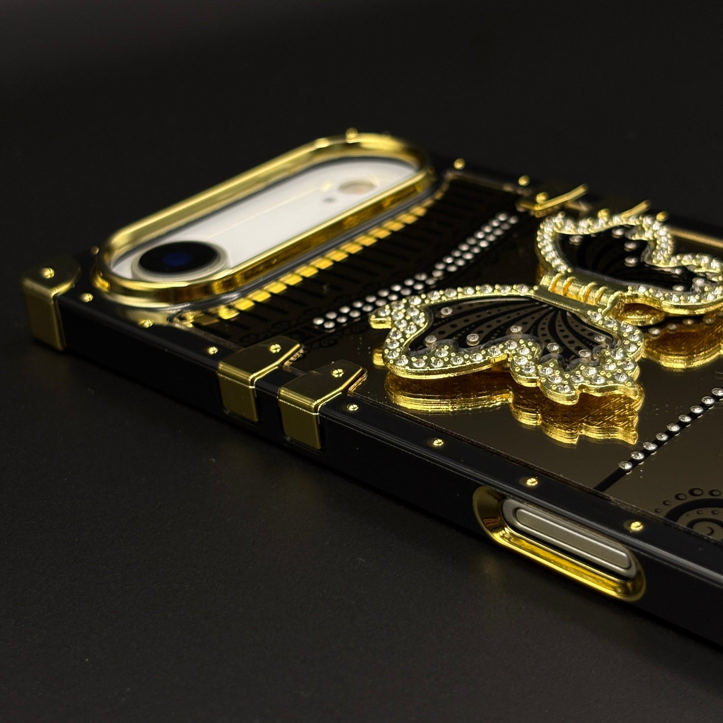 Luxury Butterfly Trunk Phone Case Cover for iPhone 17 Air | Gold Mirror Finish | Diamond Butterfly
