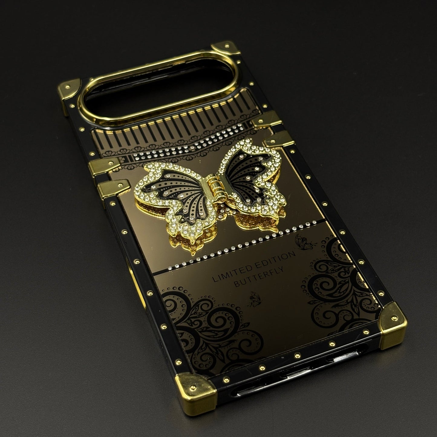 Luxury Butterfly Trunk Phone Case Cover for iPhone 17 Air | Gold Mirror Finish | Diamond Butterfly