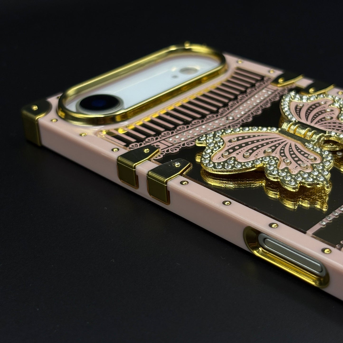 Luxury Butterfly Trunk Phone Case Cover for iPhone 17 Air | Gold Mirror Finish | Diamond Butterfly