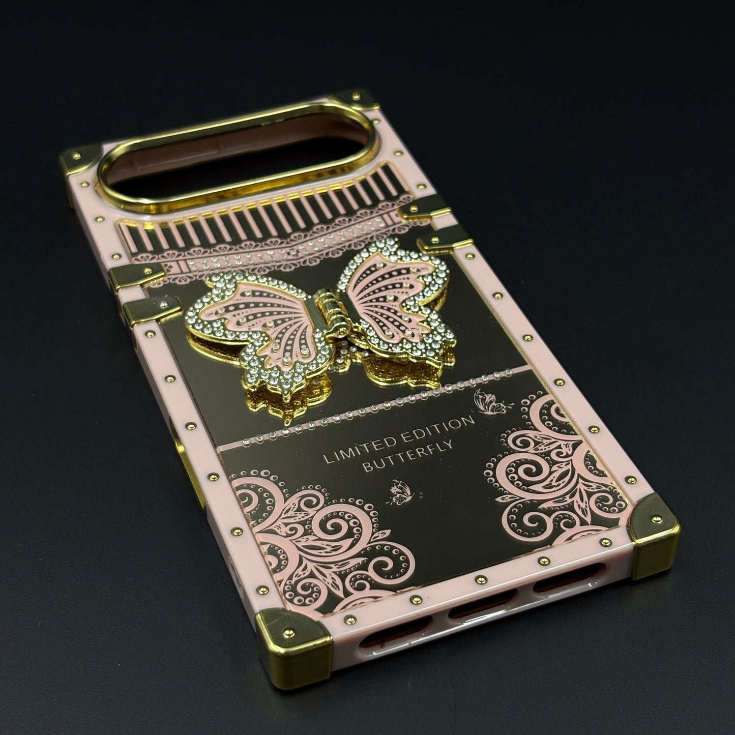 Luxury Butterfly Trunk Phone Case Cover for iPhone 17 Air | Gold Mirror Finish | Diamond Butterfly