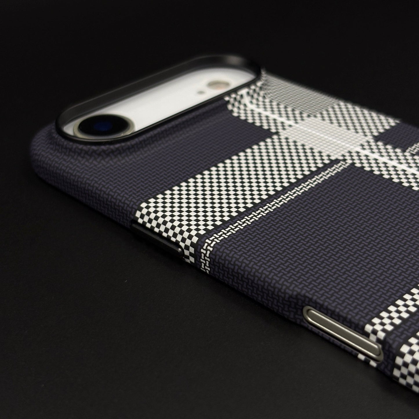 Striped White Slim Mobile Case Cover for iPhone 17 Air | Rare Aramid Texture Finish | Real Carbon Fibre Feel | Hidden MagSafe