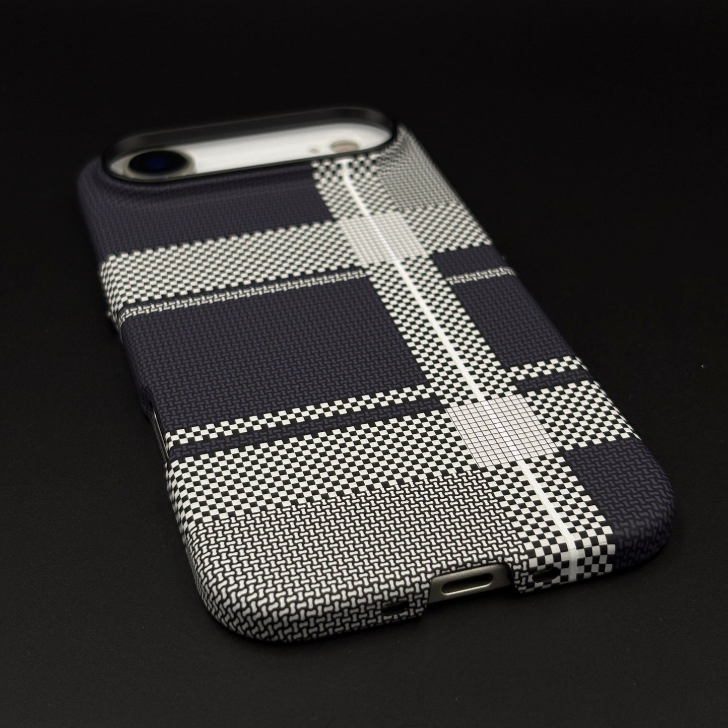 Striped White Slim Mobile Case Cover for iPhone 17 Air | Rare Aramid Texture Finish | Real Carbon Fibre Feel | Hidden MagSafe
