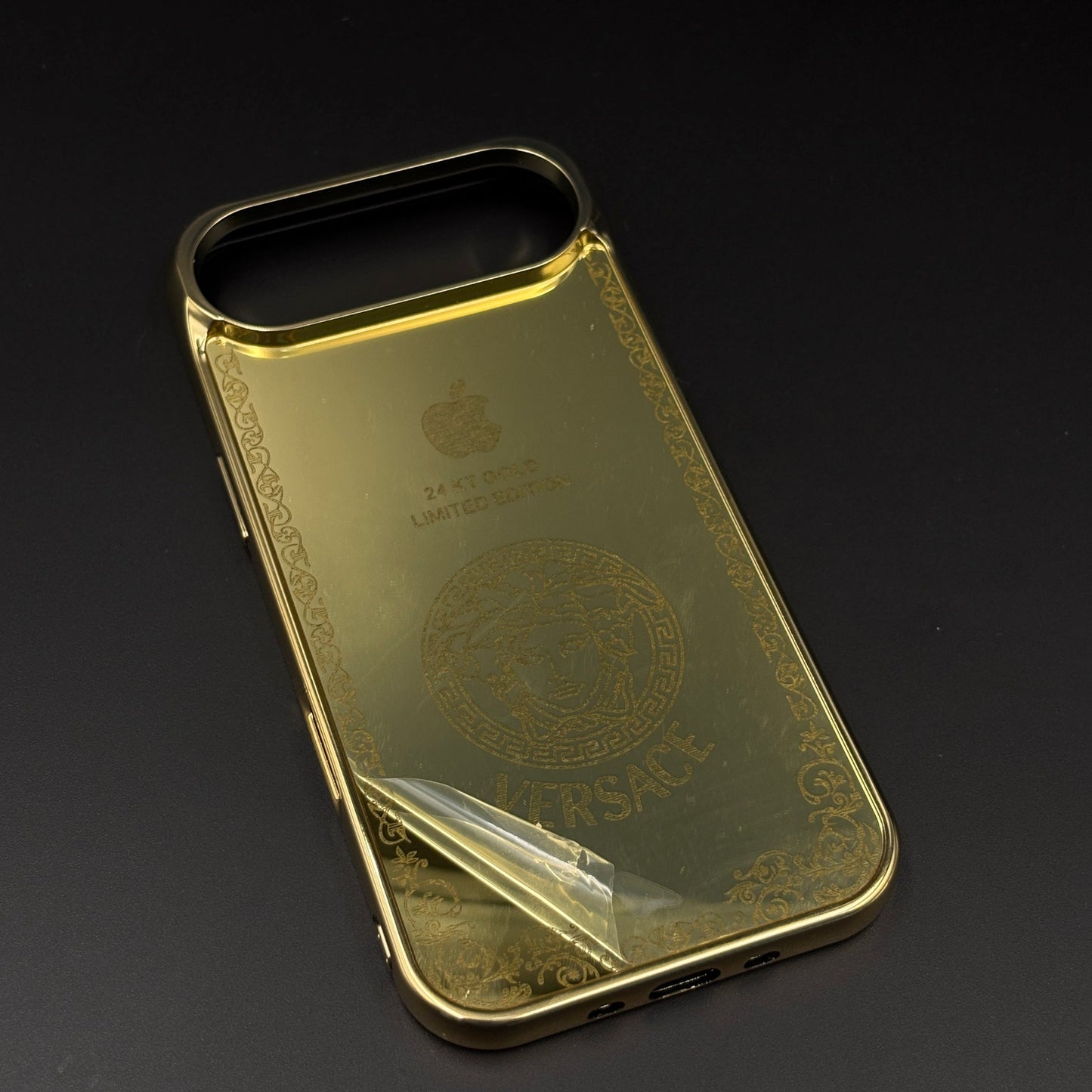 Handcrafted 24K Gold Plated Branded VS Logo Mobile Case Cover for iPhone 17 Air | Reflective Gold Finish