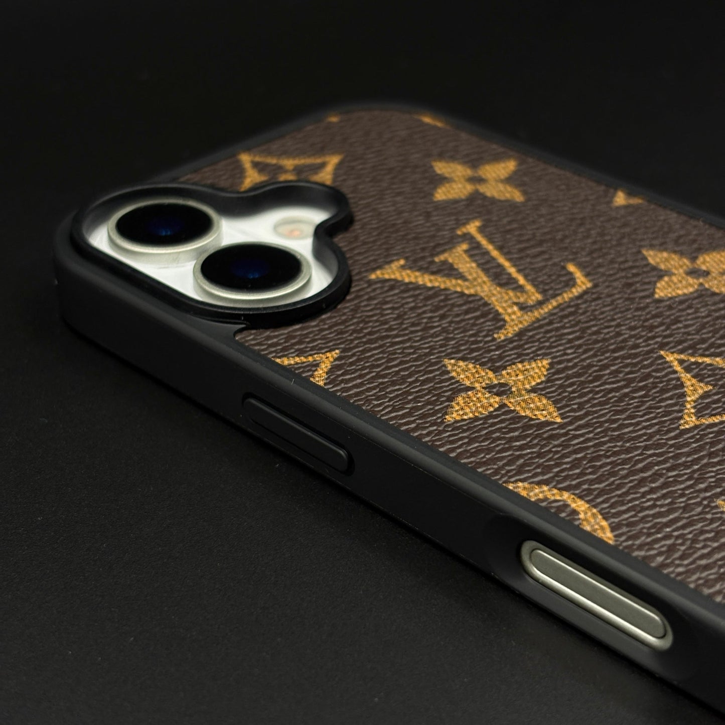 Luxury Brand Black Border PU Leather Case for iPhone 17 | Designer Protective Cover