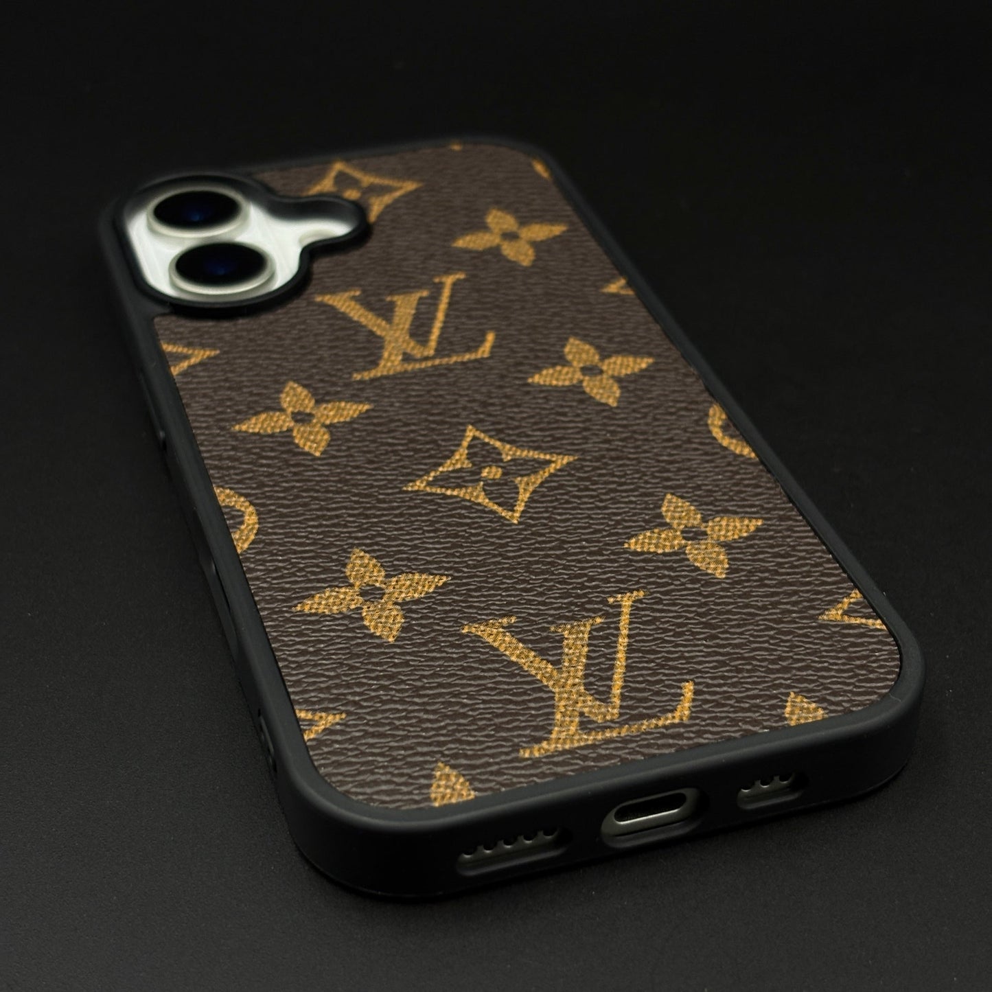 Luxury Brand Black Border PU Leather Case for iPhone 17 | Designer Protective Cover