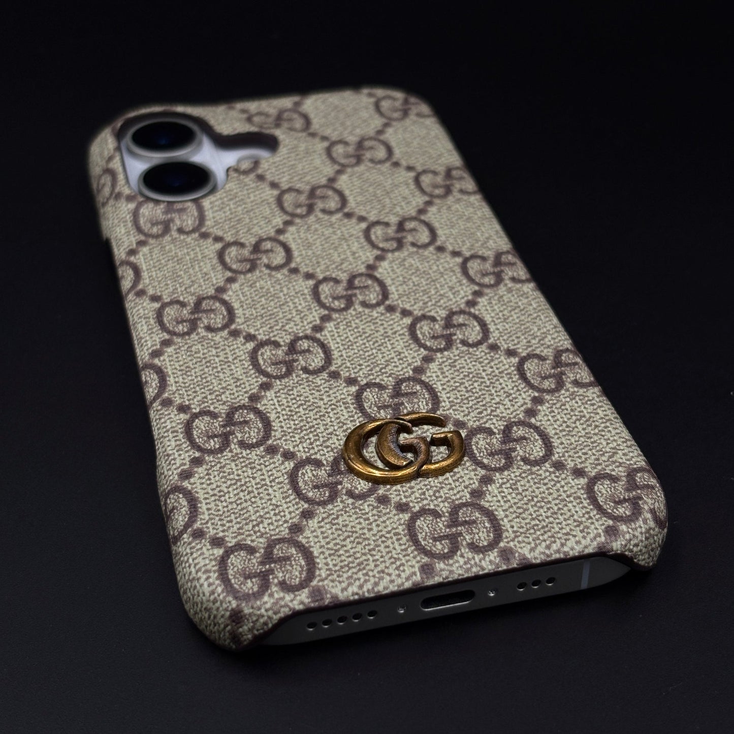 GG Monogram Luxury Pattern Mobile Case Cover for iPhone 17 | Premium Emblem Canvas Edition
