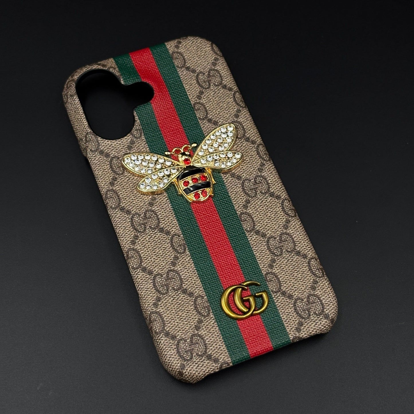 GG Bee Stripe Designer Case for iPhone 17 | Luxury Stripe Bee Pattern Cover