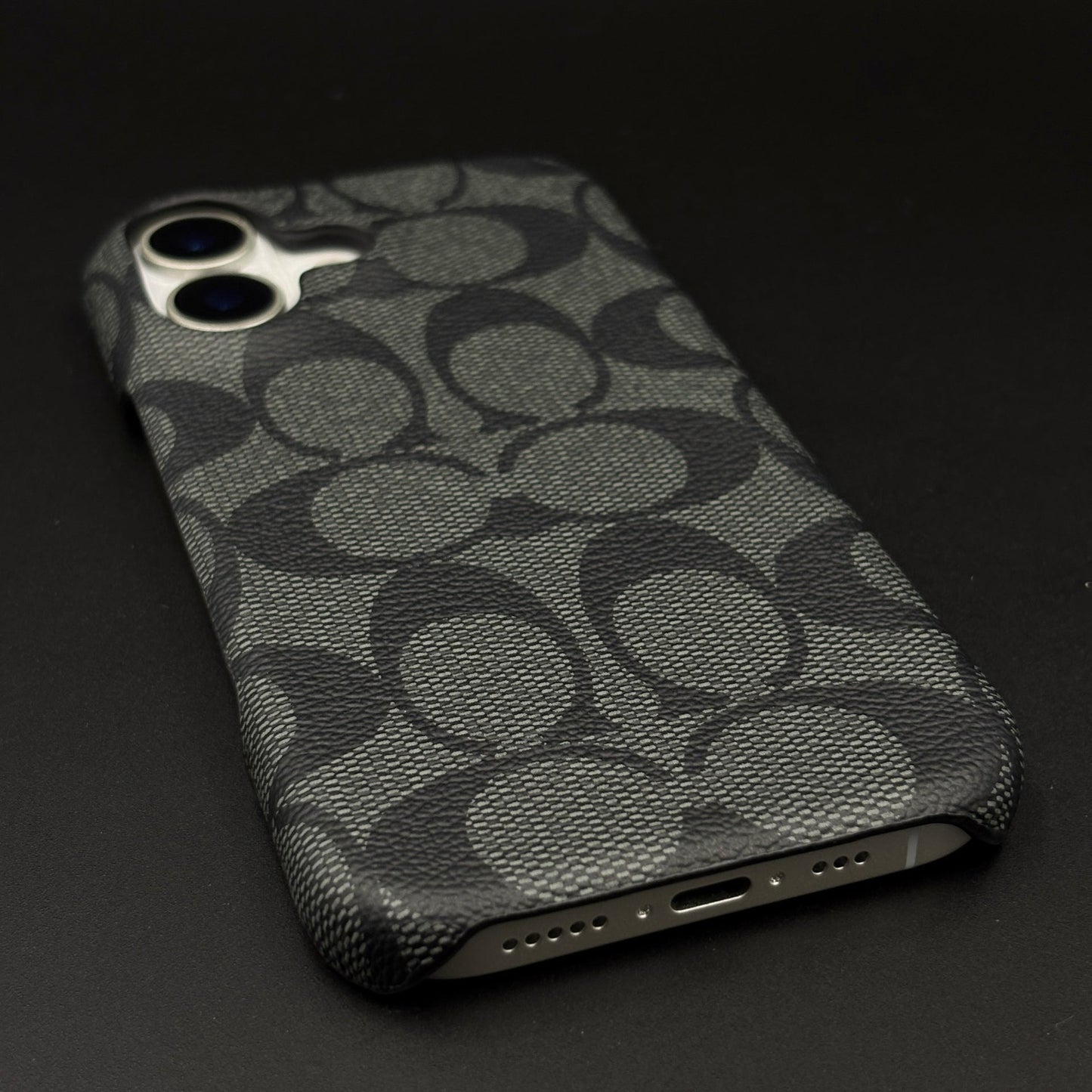 CC Pattern PU Leather Case for iPhone 17 | Monogram Soft Touch Protection