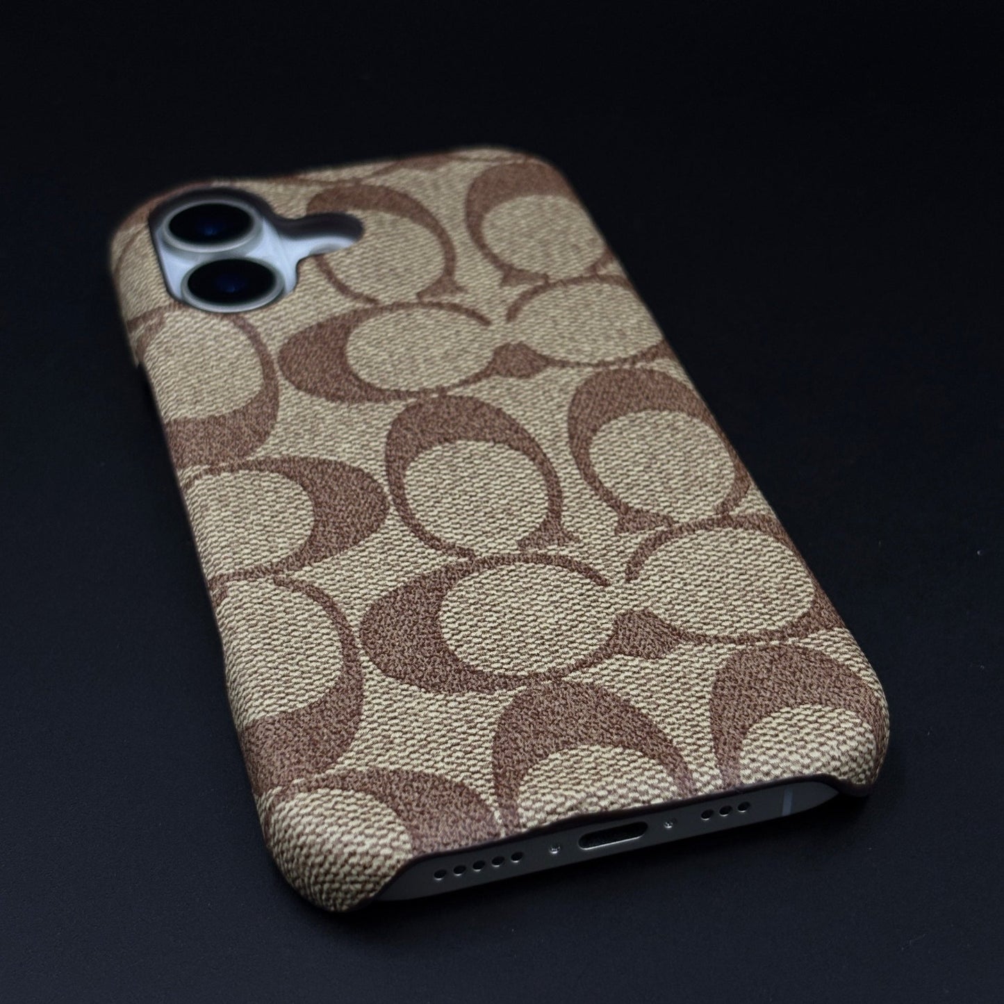 CC Pattern PU Leather Case for iPhone 17 | Monogram Soft Touch Protection