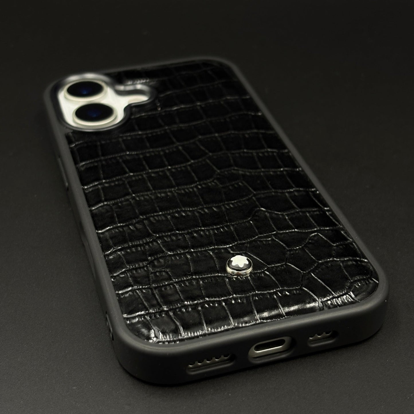 Croc Pattern MB Logo Case for iPhone 17 | Luxury Embossed Leather Protection