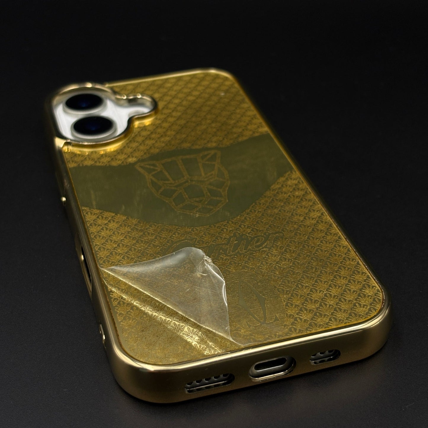 Handcrafted 24K Gold Plated Branded Wolf Mobile Case Cover for iPhone 17 | Reflective Gold Finish