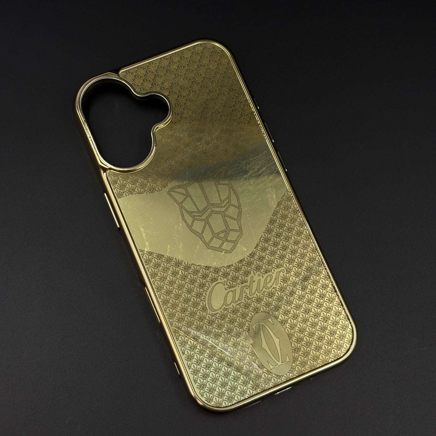 Handcrafted 24K Gold Plated Branded Wolf Mobile Case Cover for iPhone 17 | Reflective Gold Finish