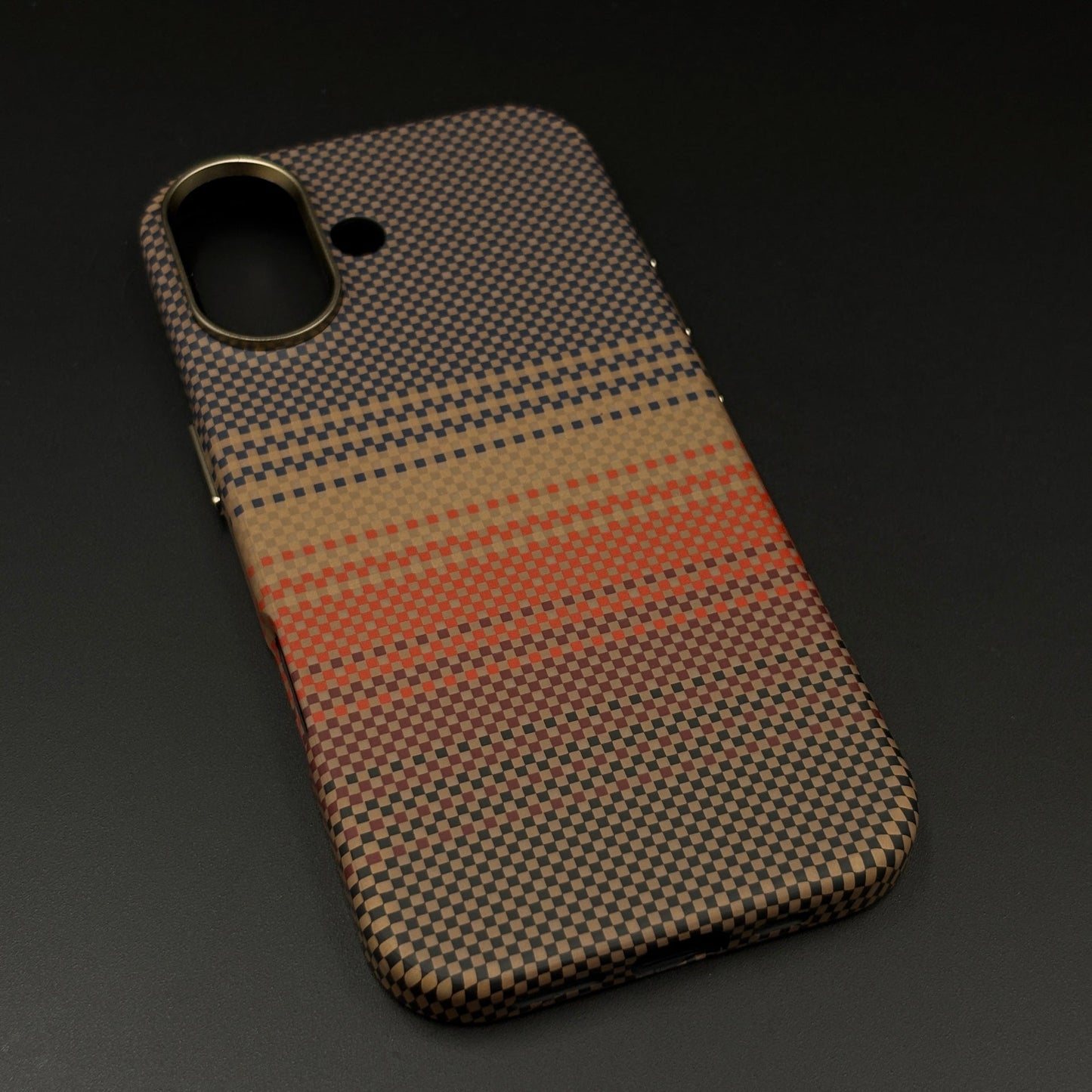 Carbon Texture Sunset Stripe Mobile Case Cover for iPhone 17 | Rare Aramid Texture Finish | Real Carbon Fibre Feel | Hidden MagSafe