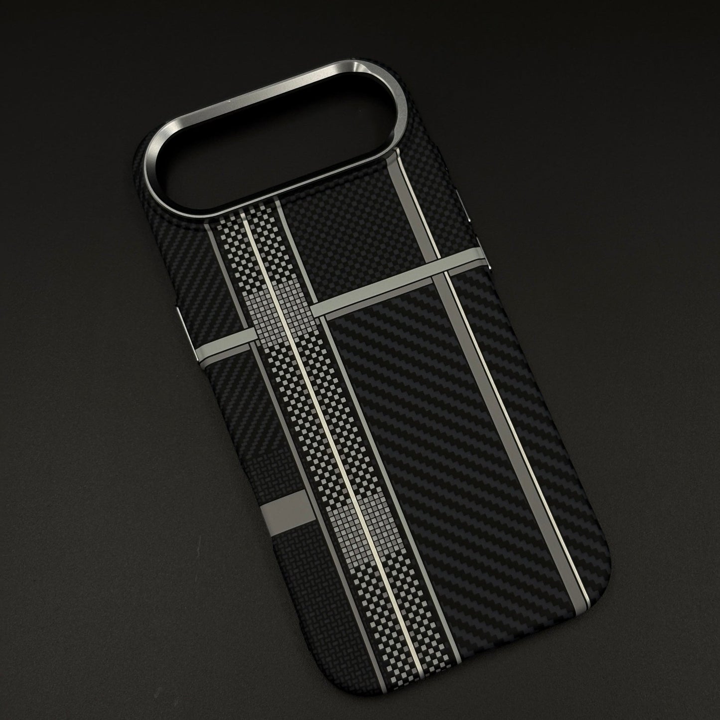 Striped Black Slim Mobile Case Cover for iPhone 17 Air | Rare Aramid Texture Finish | Real Carbon Fibre Feel | Hidden MagSafe