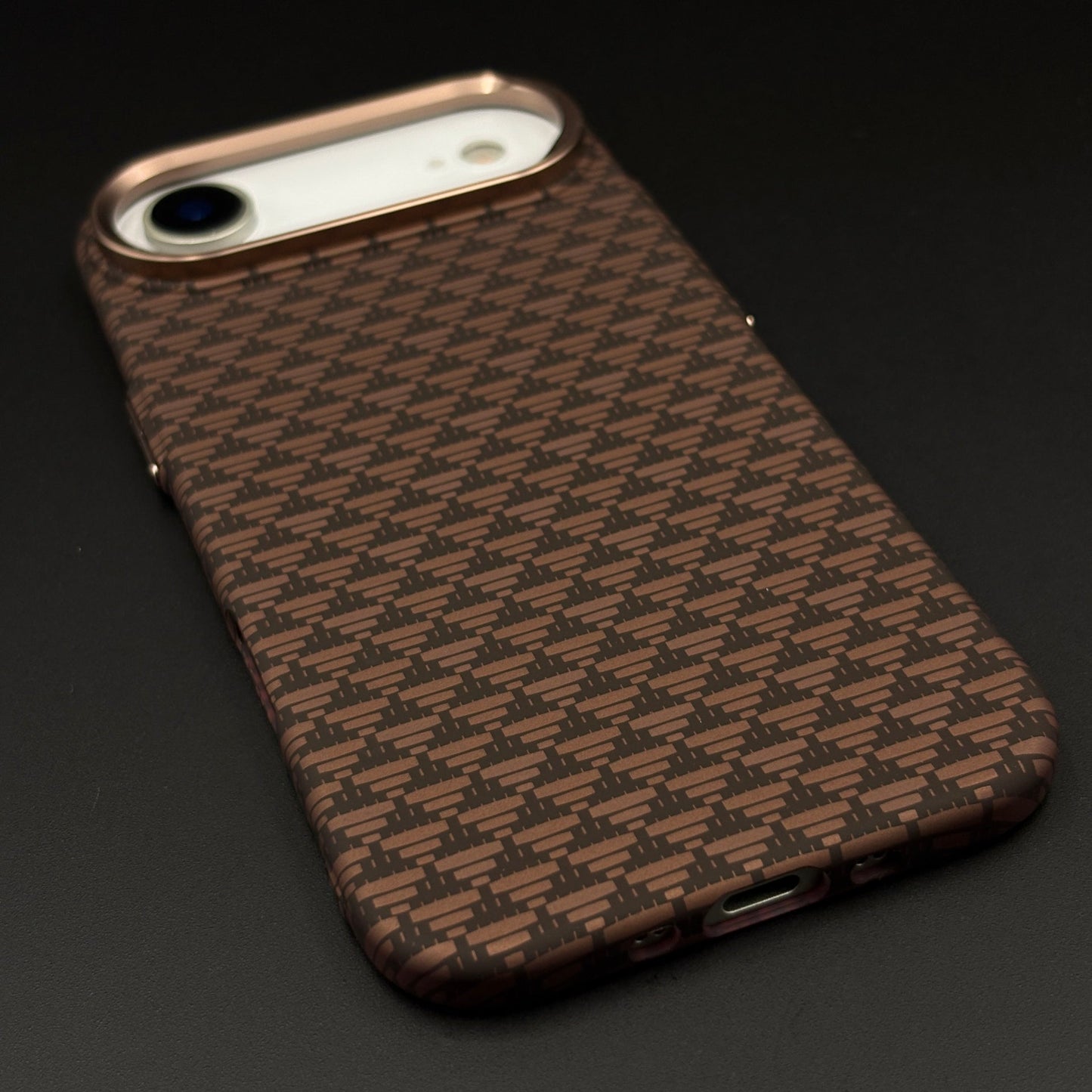 Brown Geometric Slim Mobile Case Cover for iPhone 17 Air | Rare Aramid Texture Finish | Real Carbon Fibre Feel | Hidden MagSafe