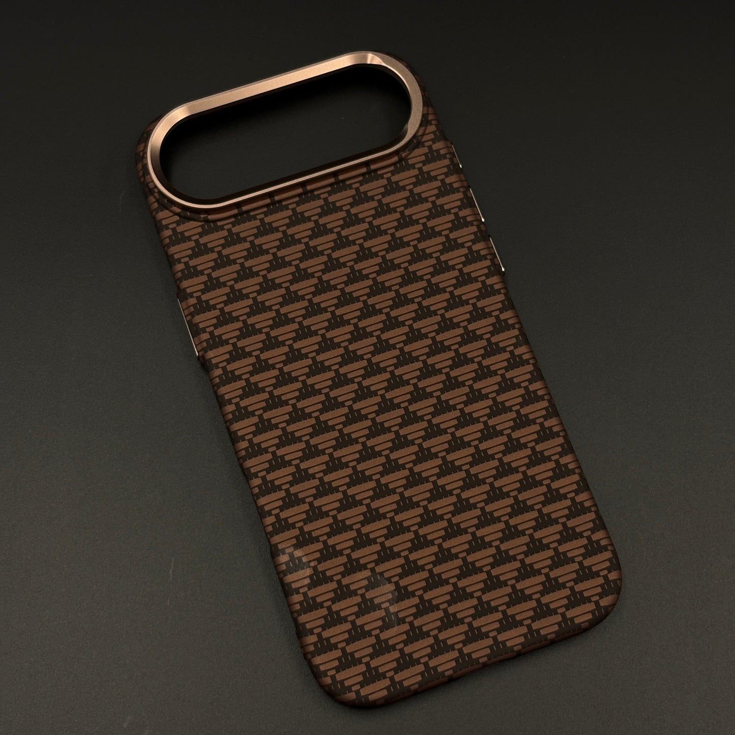 Brown Geometric Slim Mobile Case Cover for iPhone 17 Air | Rare Aramid Texture Finish | Real Carbon Fibre Feel | Hidden MagSafe