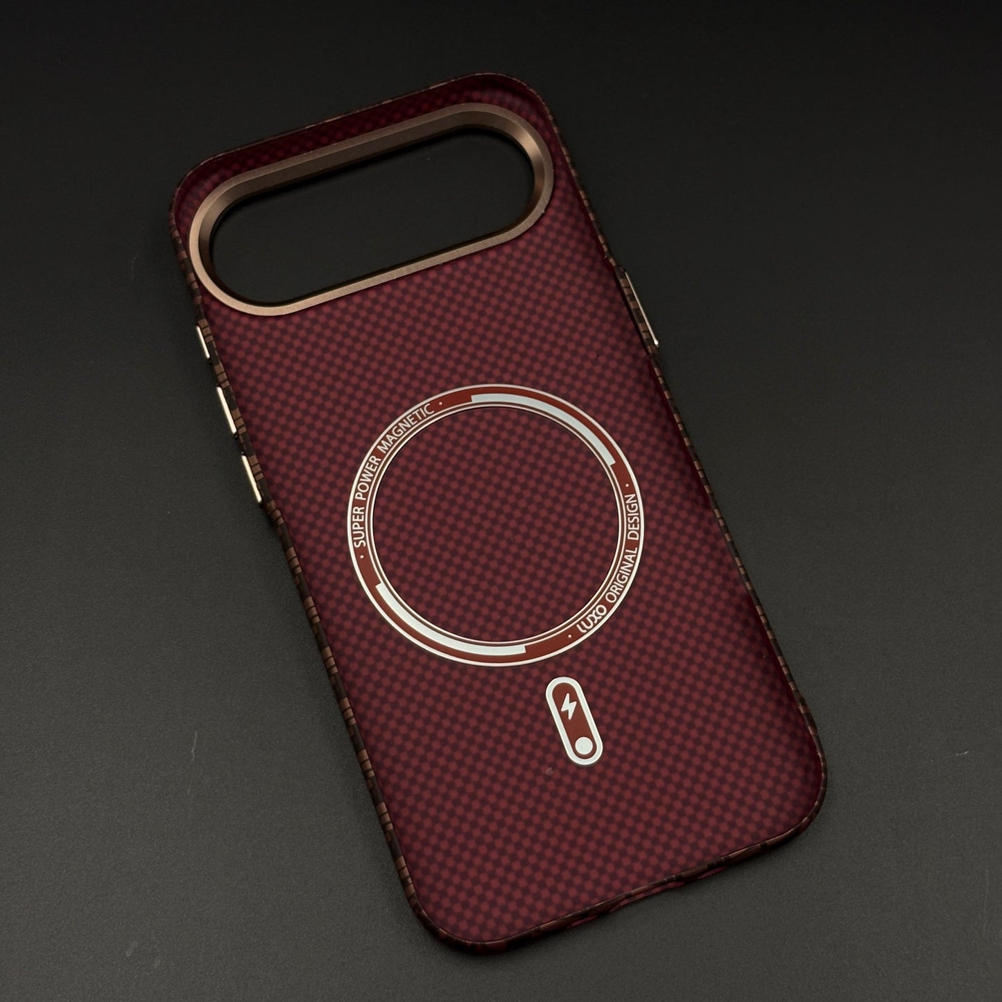 Brown Geometric Slim Mobile Case Cover for iPhone 17 Air | Rare Aramid Texture Finish | Real Carbon Fibre Feel | Hidden MagSafe