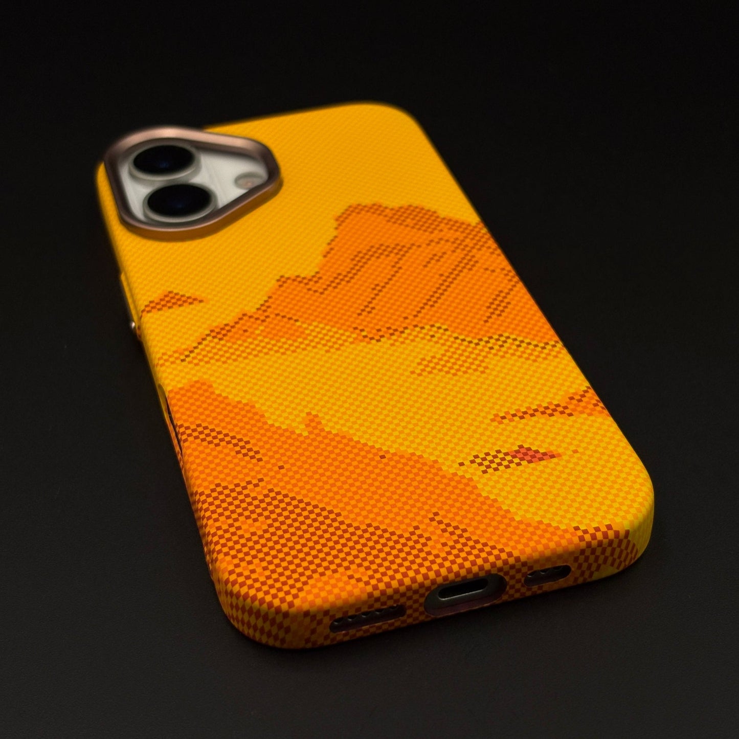 Yellow Canyon Art Slim Mobile Case Cover for iPhone 17 | Rare Aramid Texture | Real Carbon Fibre Feel | Hidden MagSafe