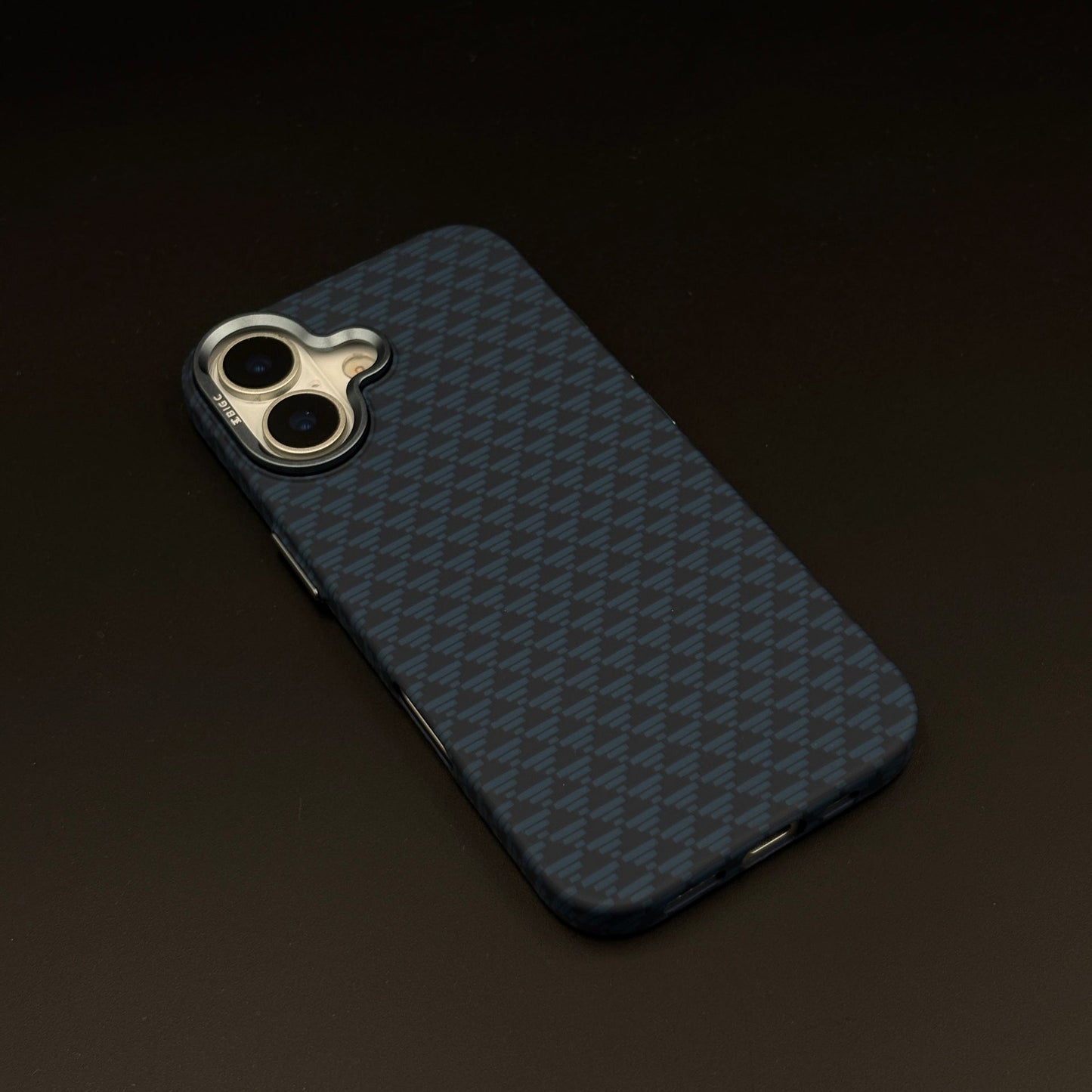 Blue Geometric Slim Mobile Case Cover for iPhone 17 | Rare Aramid Texture Finish | Real Carbon Fibre Feel | Hidden MagSafe