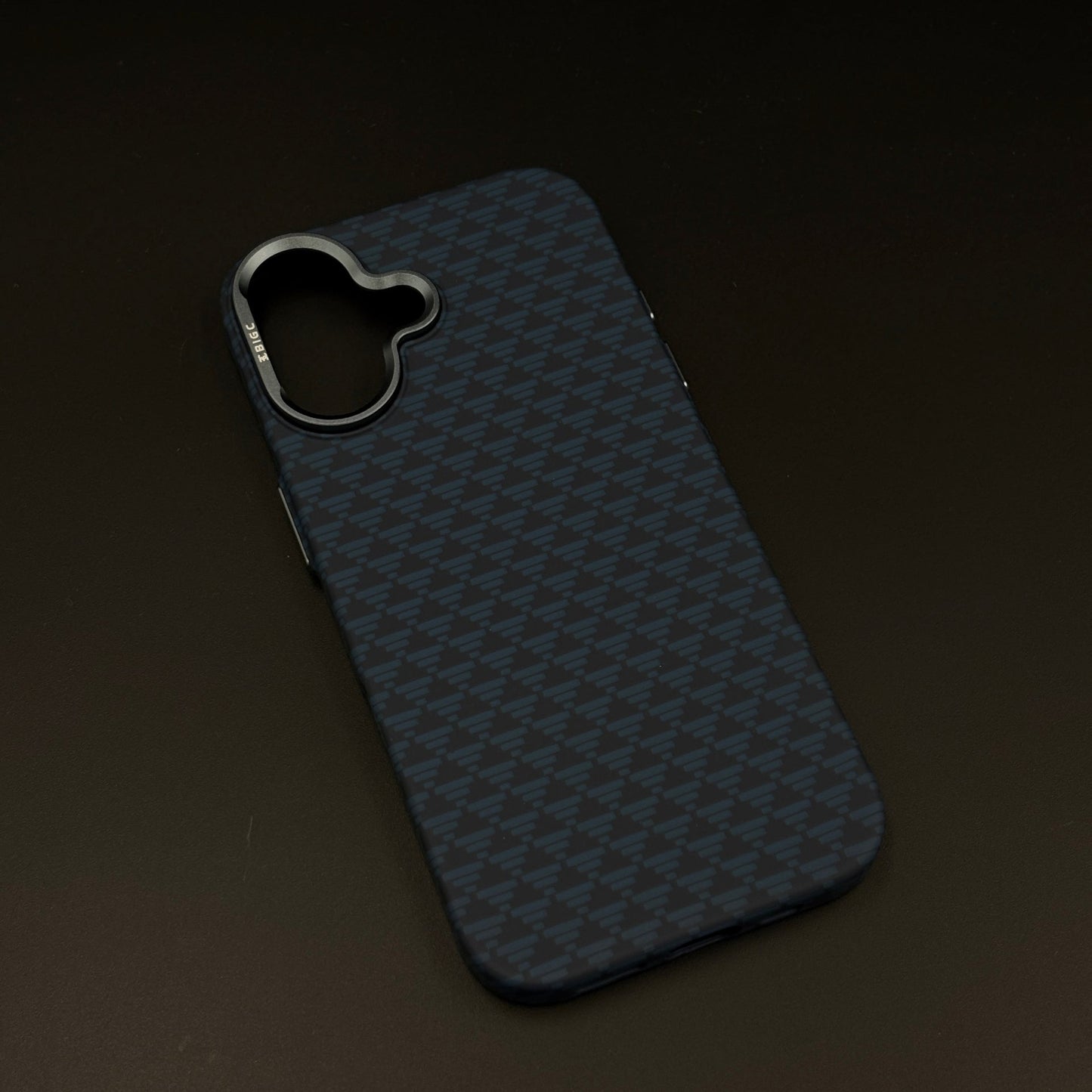 Blue Geometric Slim Mobile Case Cover for iPhone 17 | Rare Aramid Texture Finish | Real Carbon Fibre Feel | Hidden MagSafe