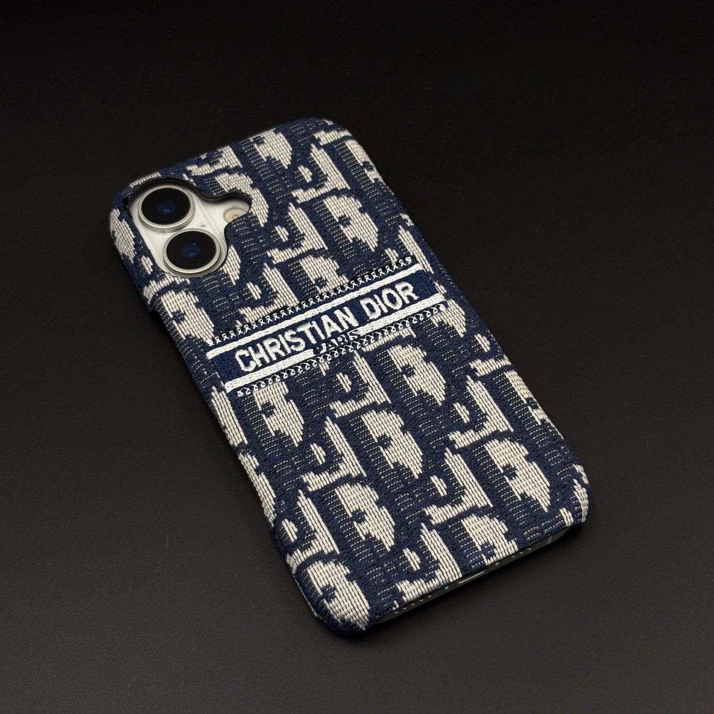Embroidered Designer Fabric CD Case for iPhone 17 | Sophisticated Slim Cover