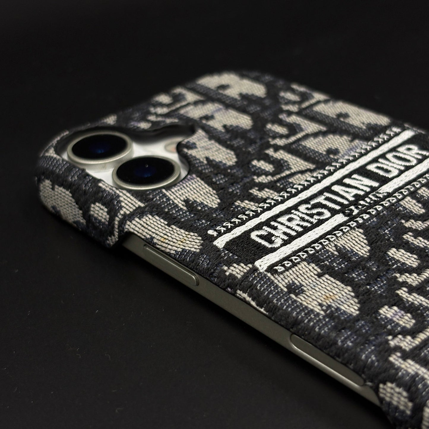 Embroidered Designer Fabric CD Case for iPhone 17 | Sophisticated Slim Cover