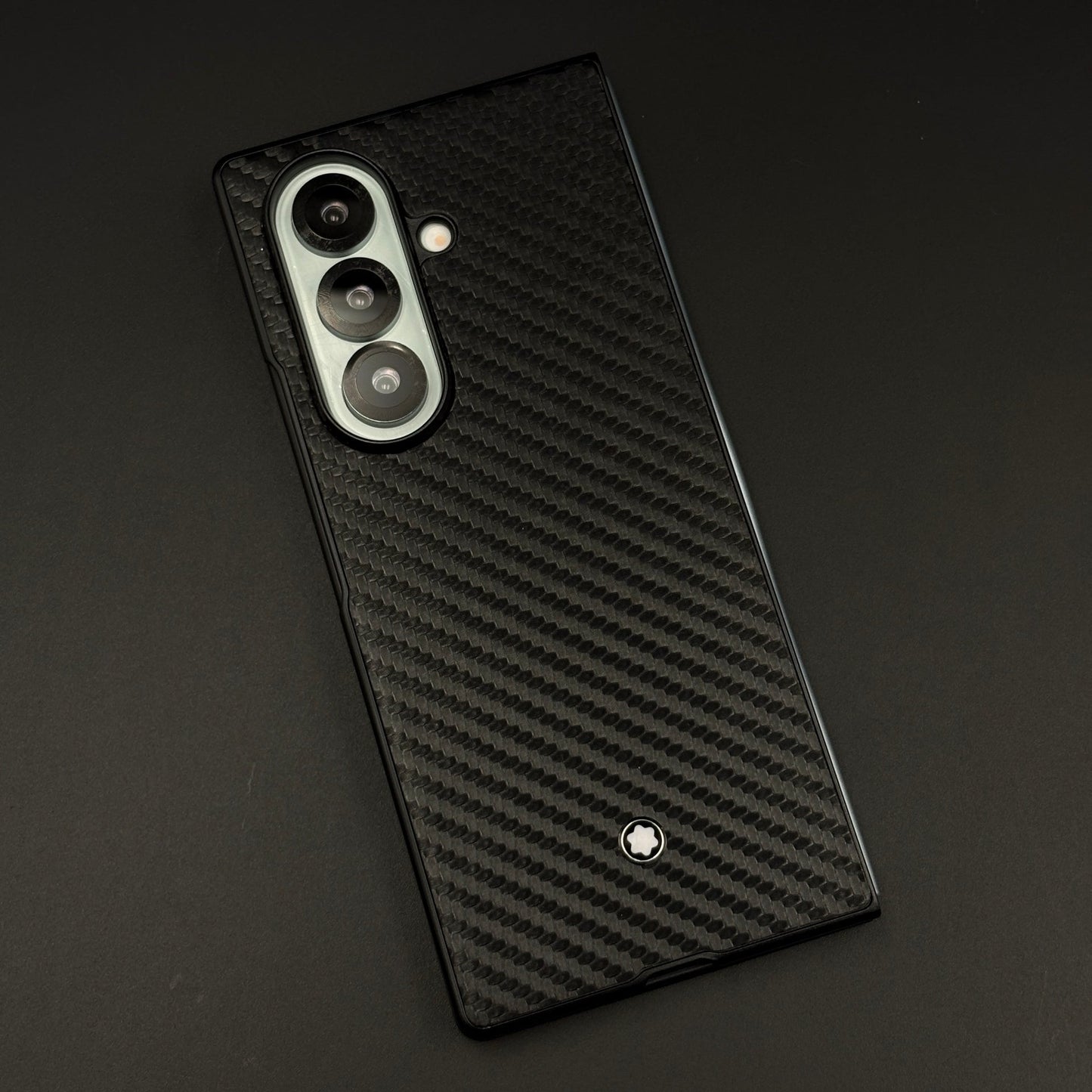 Carbon Fibre MB Logo Case for Samsung Galaxy Z Fold 7 | Luxury Embossed Leather Protection
