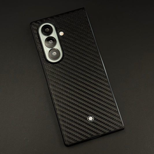 Carbon Fibre MB Logo Case for Samsung Galaxy Z Fold 7 | Luxury Embossed Leather Protection