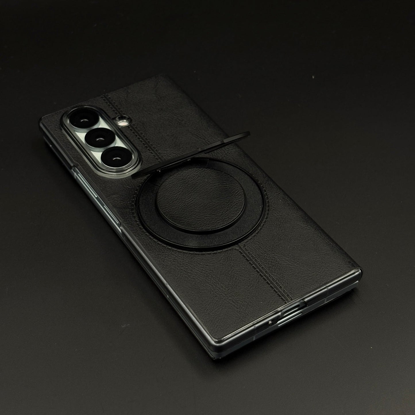 Leather Flip Case with Metal Rotating Stand & MagSafe for Samsung Galaxy Z Fold 6