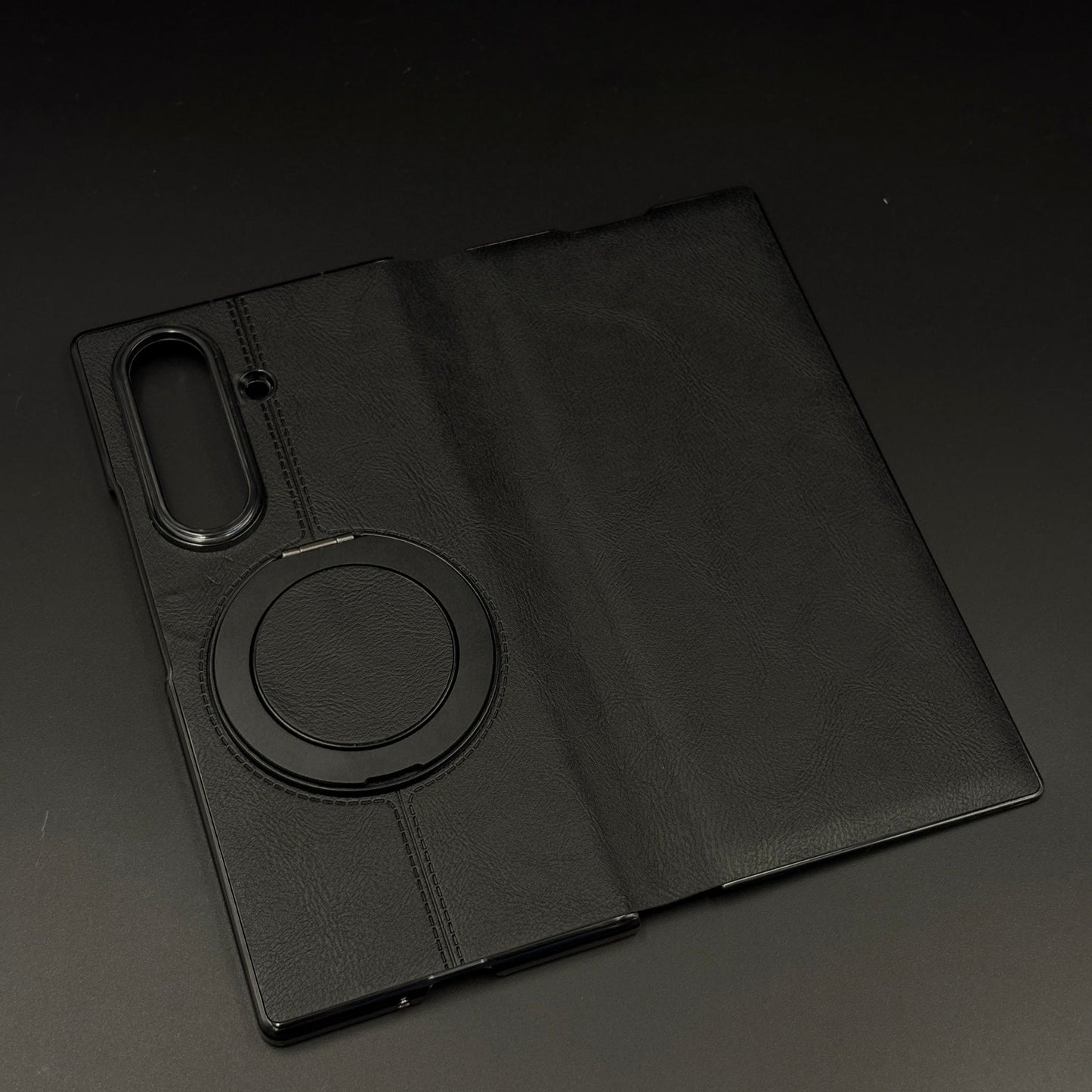 Leather Flip Case with Metal Rotating Stand & MagSafe for Samsung Galaxy Z Fold 5