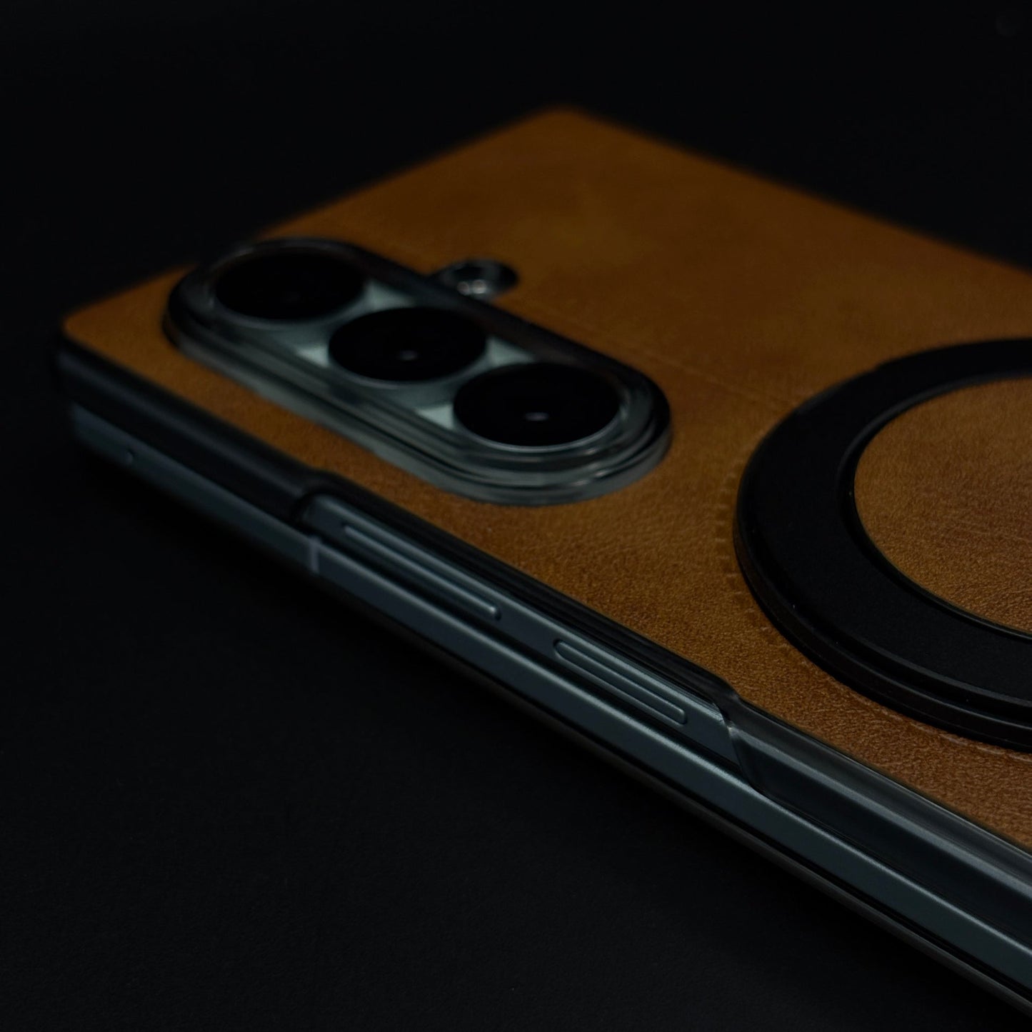Leather Flip Case with Metal Rotating Stand & MagSafe for Samsung Galaxy Z Fold 5