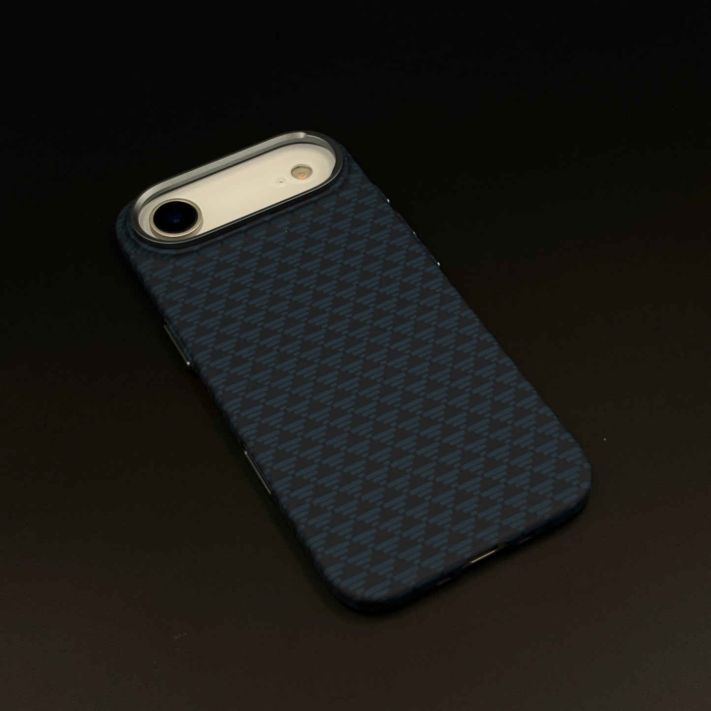 Blue Geometric Slim Mobile Case Cover for iPhone 17 Air | Rare Aramid Texture Finish | Real Carbon Fibre Feel | Hidden MagSafe
