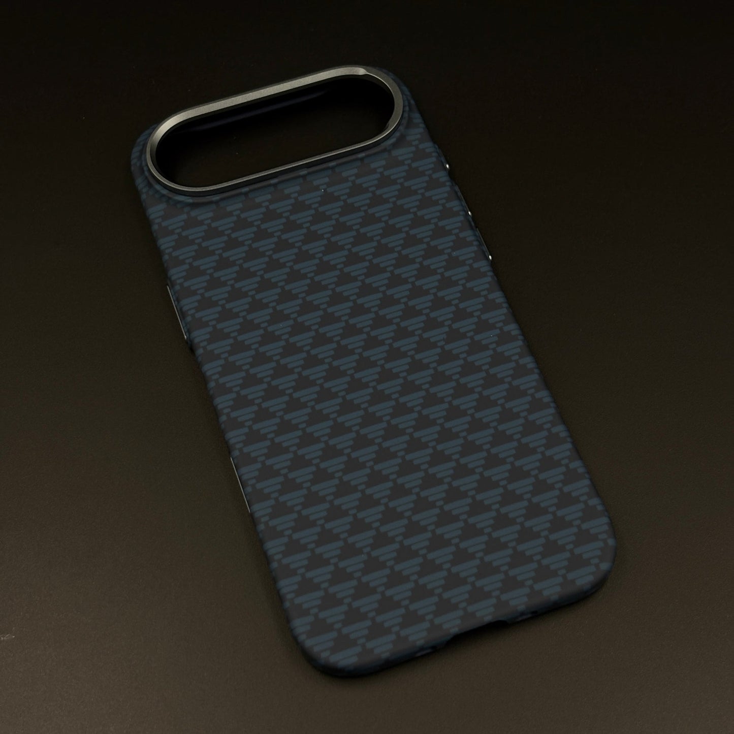 Blue Geometric Slim Mobile Case Cover for iPhone 17 Air | Rare Aramid Texture Finish | Real Carbon Fibre Feel | Hidden MagSafe