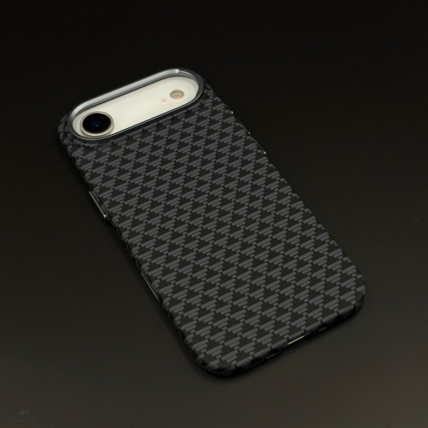 Black Geometric Slim Mobile Case Cover for iPhone 17 Air | Rare Aramid Texture Finish | Real Carbon Fibre Feel | Hidden MagSafe