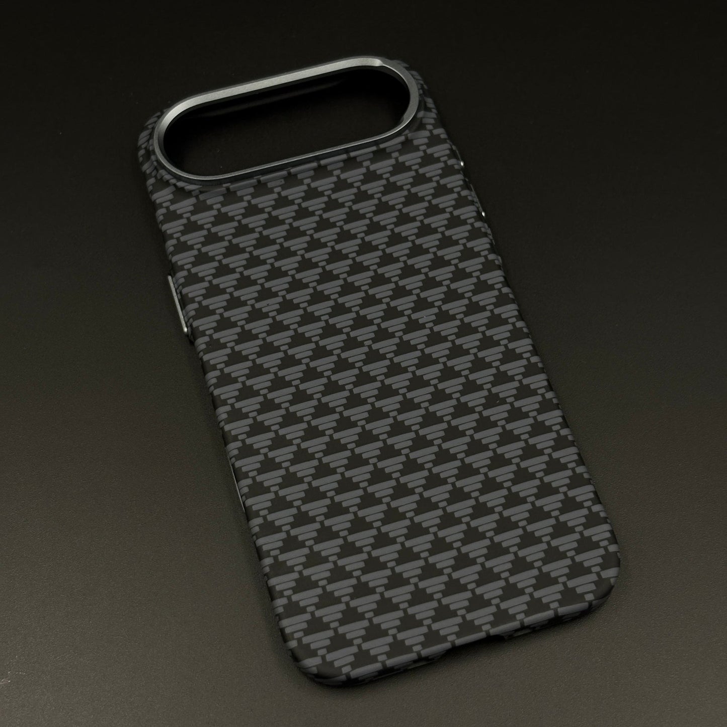 Black Geometric Slim Mobile Case Cover for iPhone 17 Air | Rare Aramid Texture Finish | Real Carbon Fibre Feel | Hidden MagSafe