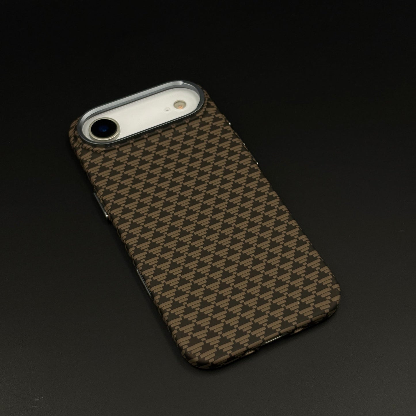 Brown Geometric Slim Mobile Case Cover for iPhone 17 Air | Rare Aramid Texture Finish | Real Carbon Fibre Feel | Hidden MagSafe