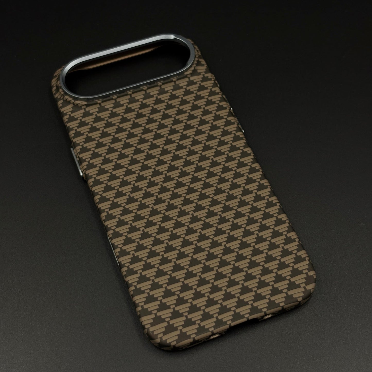 Brown Geometric Slim Mobile Case Cover for iPhone 17 Air | Rare Aramid Texture Finish | Real Carbon Fibre Feel | Hidden MagSafe