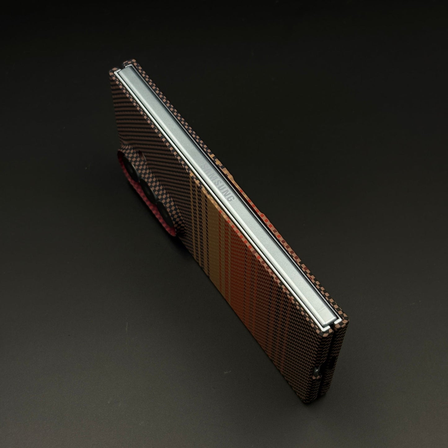 Carbon Texture Sunset Stripe Mobile Case Cover for Samsung Galaxy Z Fold 7 | Rare Aramid Texture Finish | Real Carbon Fibre Feel | Hidden MagSafe