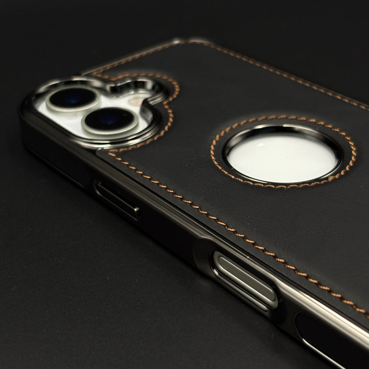 Stitch Leather Hidden MagSafe Logo Cut Case for iPhone 17 | Dual Finish Side Edition