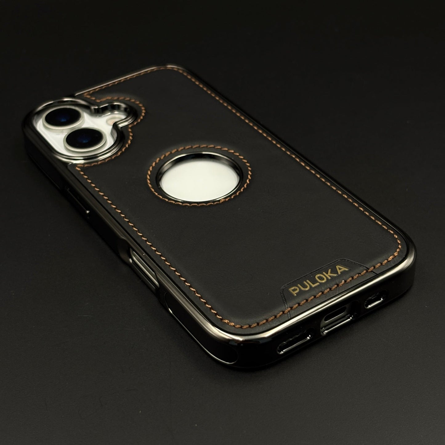 Stitch Leather Hidden MagSafe Logo Cut Case for iPhone 17 | Dual Finish Side Edition
