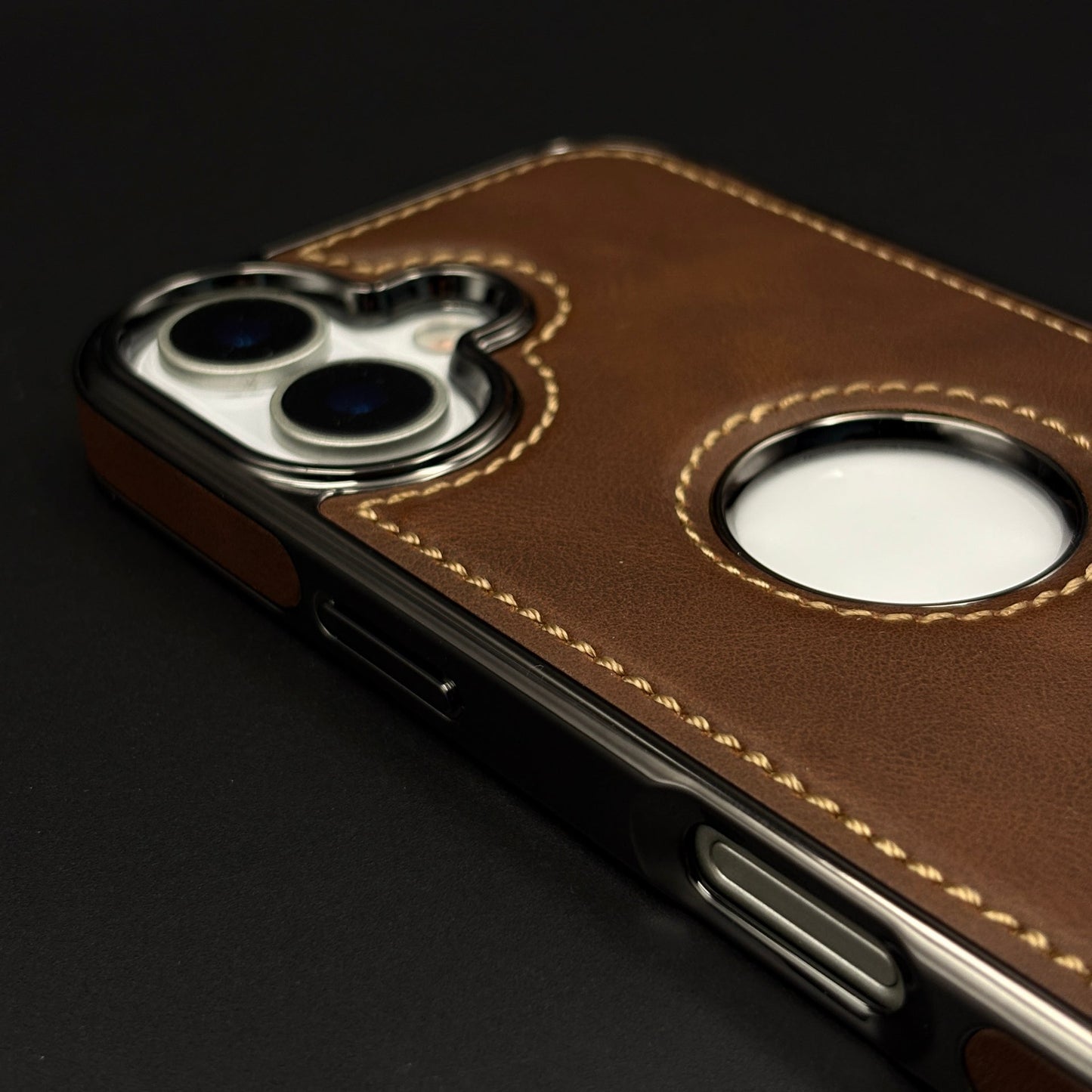Stitch Leather Hidden MagSafe Logo Cut Case for iPhone 17 | Dual Finish Side Edition