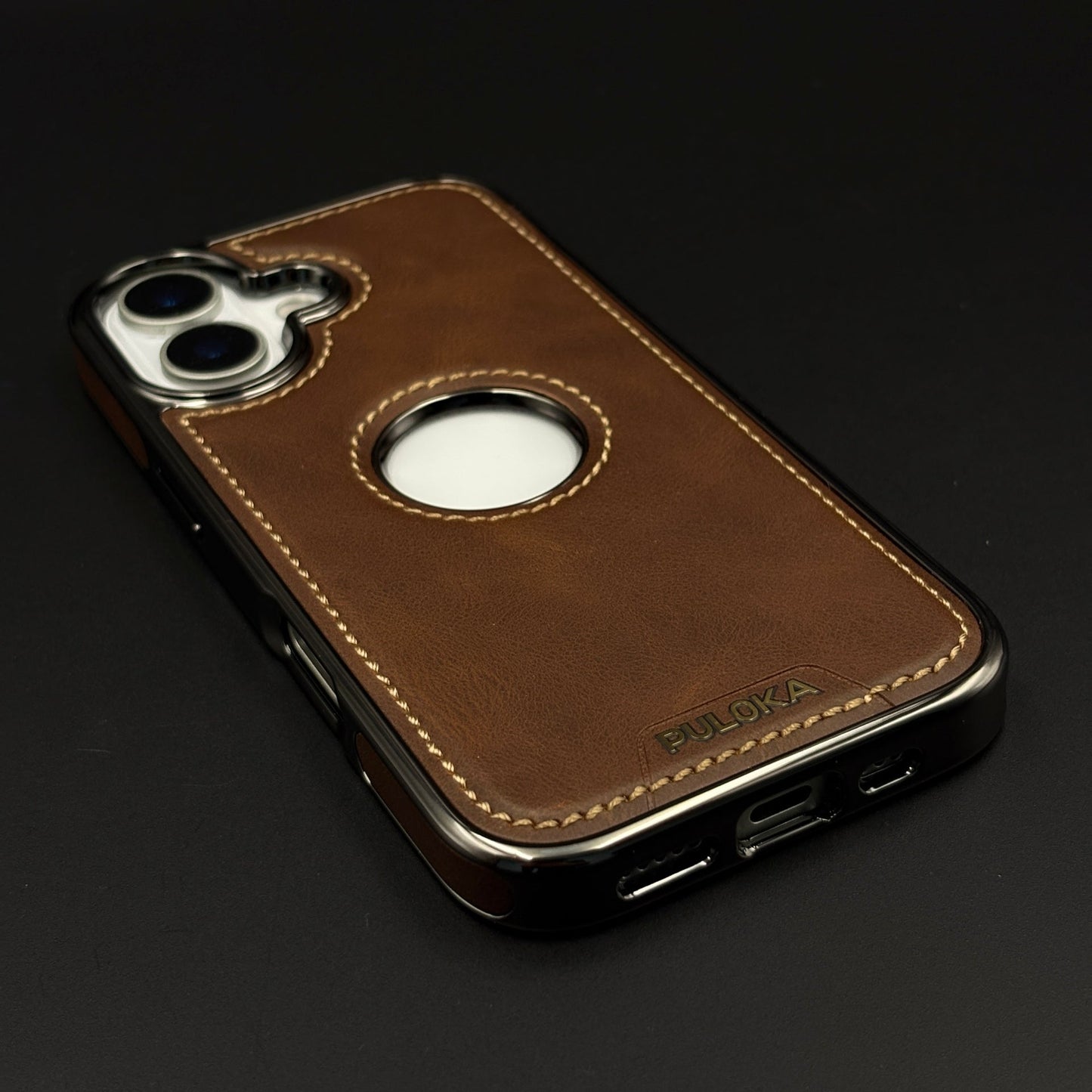 Stitch Leather Hidden MagSafe Logo Cut Case for iPhone 17 | Dual Finish Side Edition