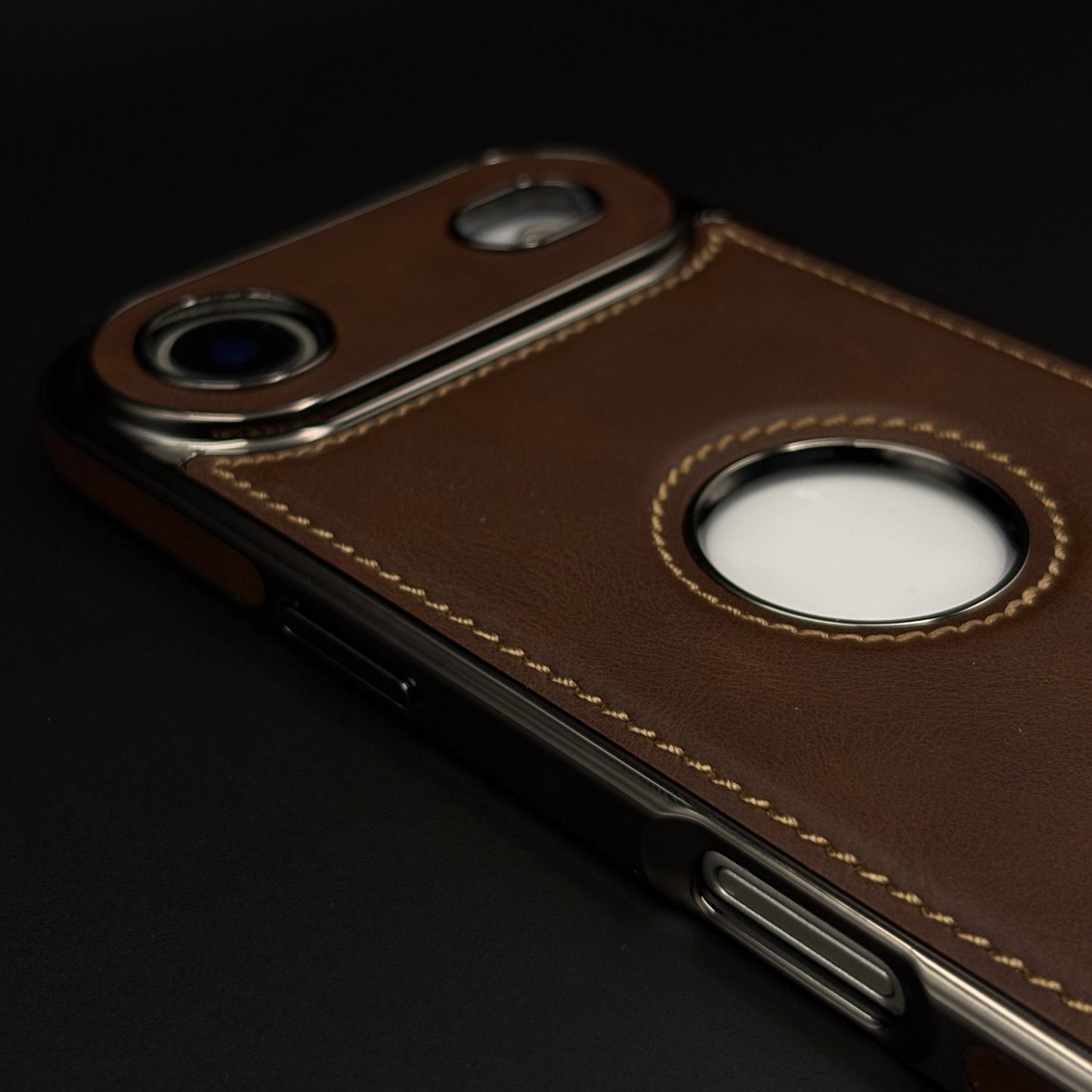 Stitch Leather Hidden MagSafe Logo Cut Case for iPhone 17 Air | Dual Finish Side Edition