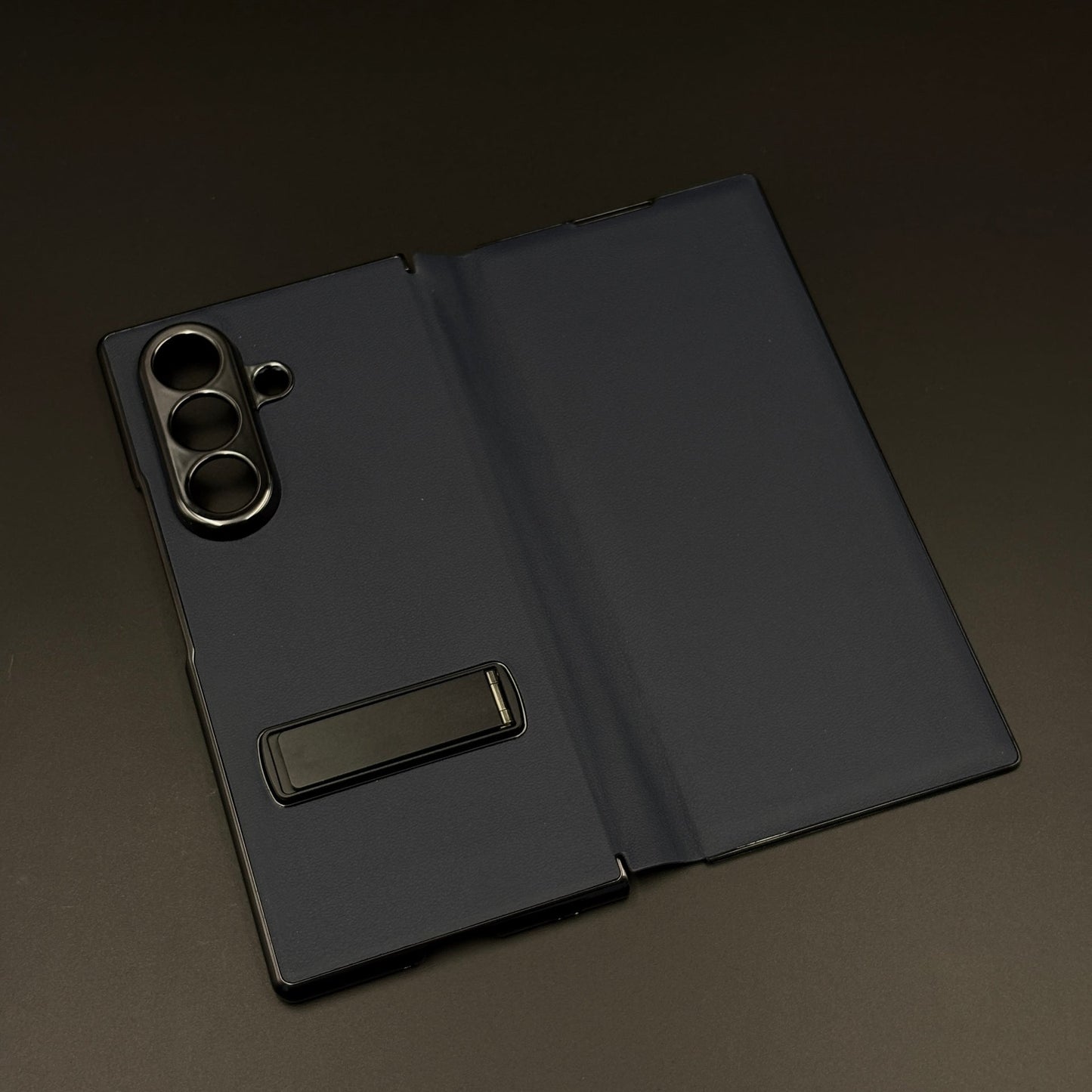 Leather Case with Flip Cover for Samsung Galaxy Z Fold 7 | Robust Metal Kickstand | Elegant Touch